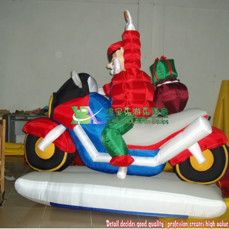 Santa Riding A Motorcycle Inflatable Christmas decoration inflatable motorcycle santa with gift1 1