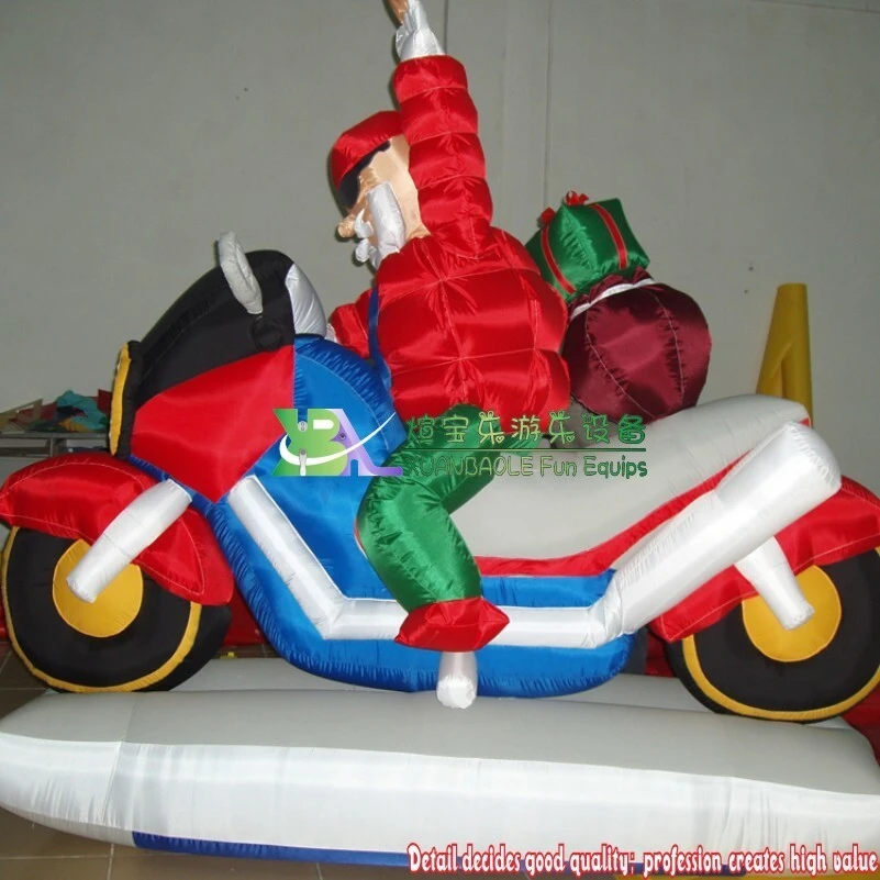 Santa Riding A Motorcycle Inflatable Christmas decoration inflatable motorcycle santa with gift 1