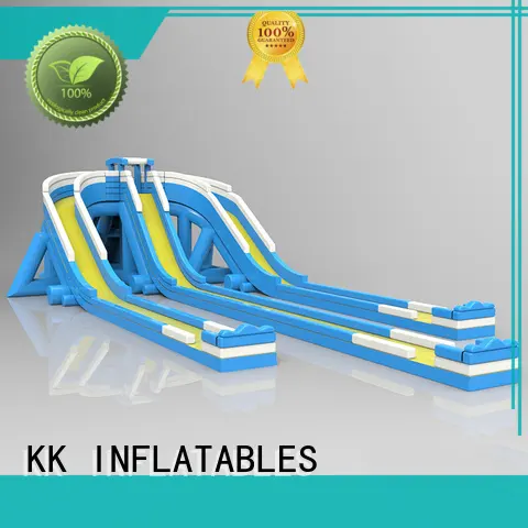 Blue inflatable multi-channel slide 1