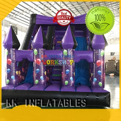 fire truck shape bouncy castle with slide supplier for playground KK INFLATABLE 1
