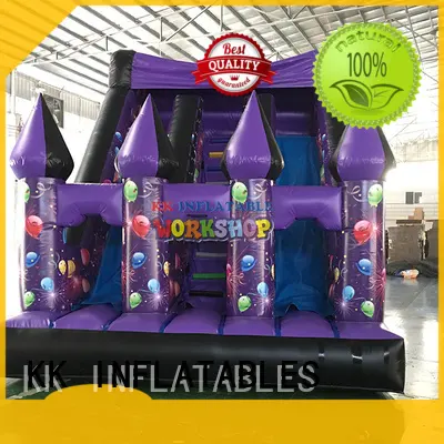 fire truck shape bouncy castle with slide supplier for playground KK INFLATABLE 1