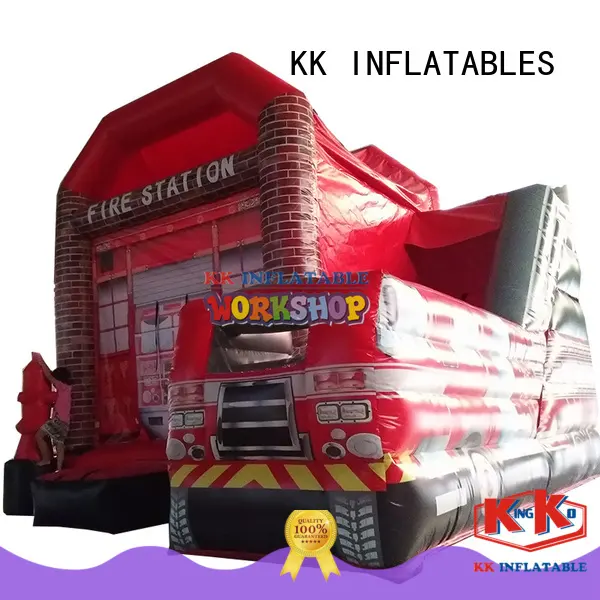 fire truck shape blow up water slide supplier for playground KK INFLATABLE 1