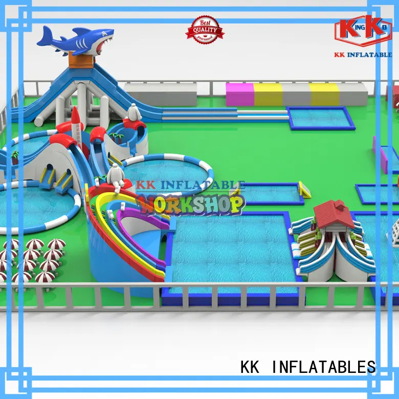 creative inflatable floating water park multichannel slide supplier for swimming pool 1