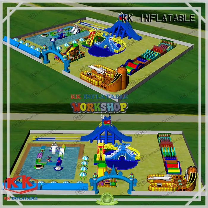 large inflatable water playground rainbow good quality for amusement park 1