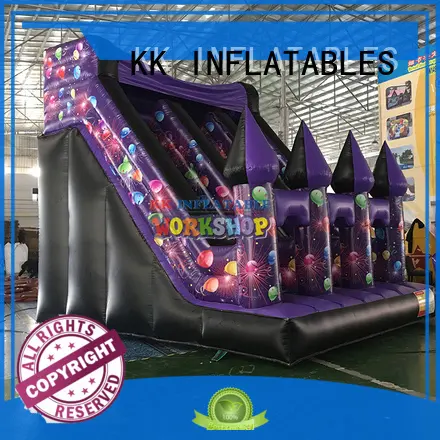 KK INFLATABLE fire truck shape blow up water slide manufacturer for exhibition 1