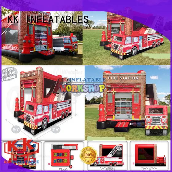 KK INFLATABLE fire truck moon bounce supplier for outdoor activity 1