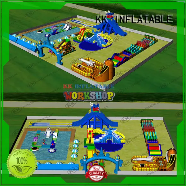 custom inflatable theme park blue good quality for beach 1