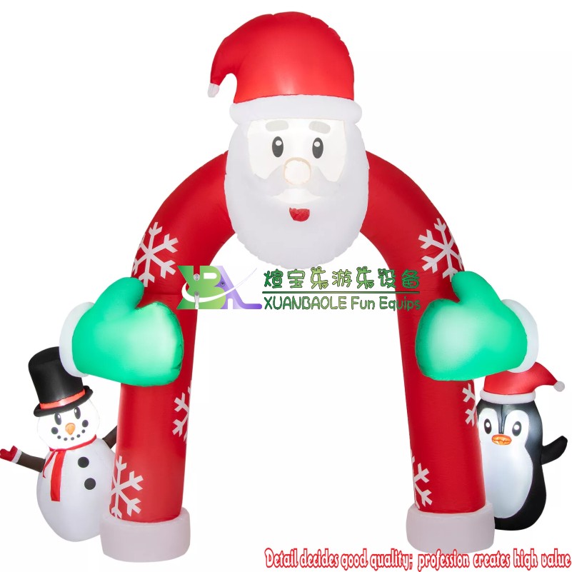 Decoración inflable del arco de Papá Noel de Navidad de 10 pies con luces LED de pingüino muñeco de nieve arco de Navidad inflable1 10