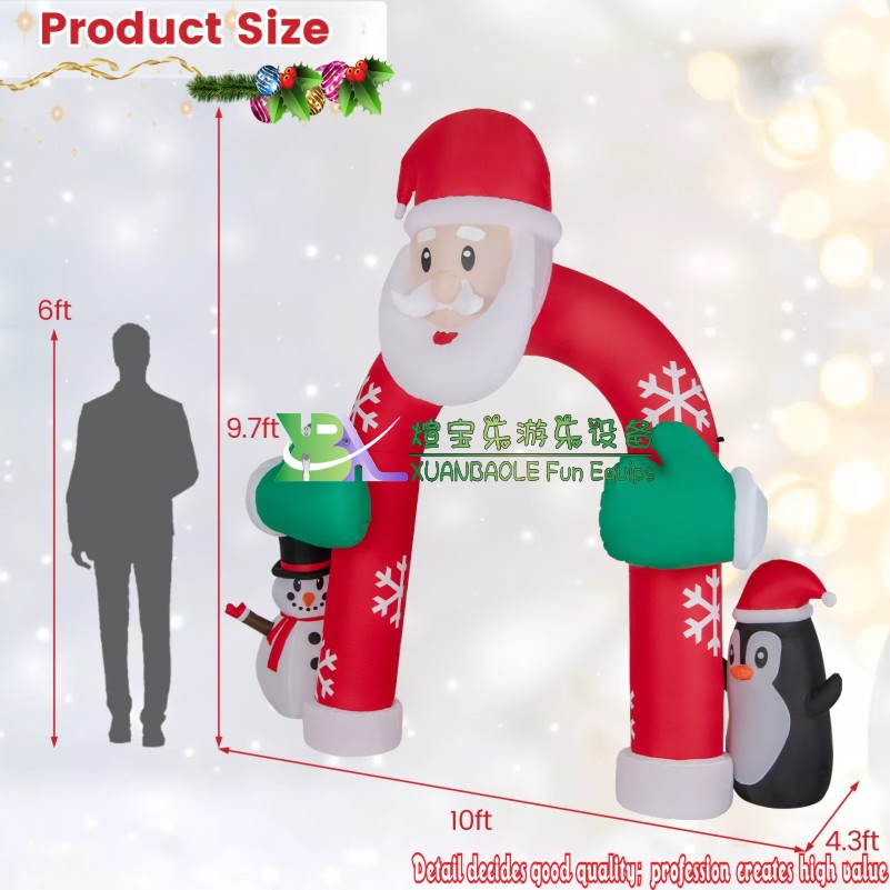 Decoración inflable del arco de Papá Noel de Navidad de 10 pies con luces LED de pingüino muñeco de nieve arco de Navidad inflable1 8