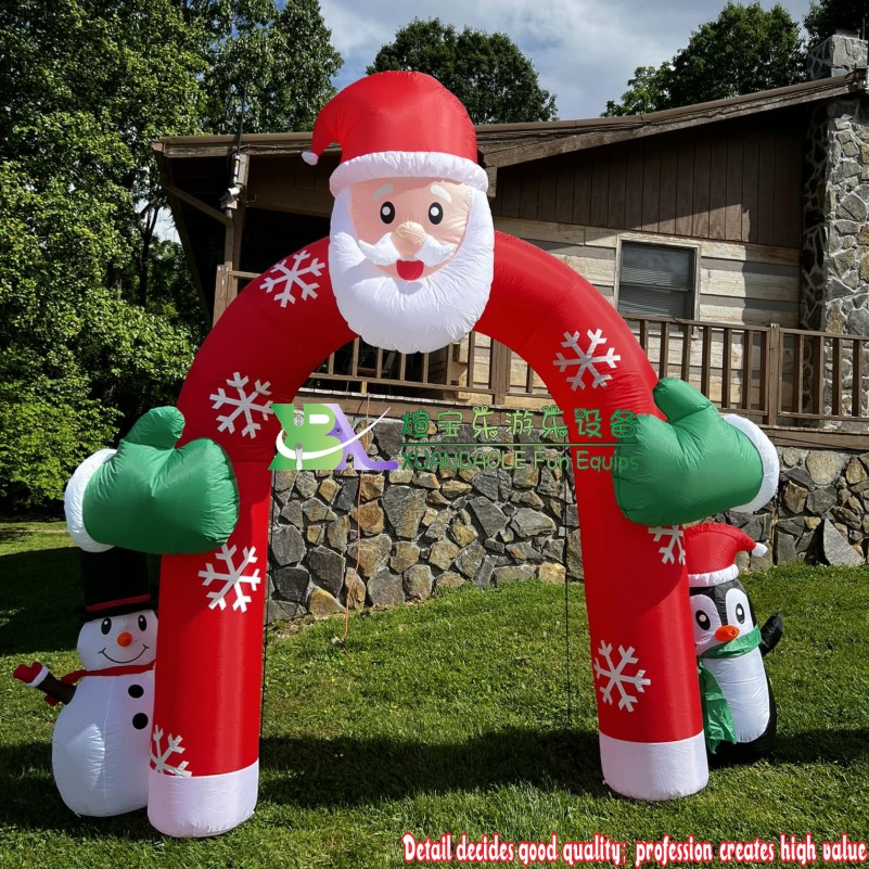 Decoración inflable del arco de Papá Noel de Navidad de 10 pies con luces LED de pingüino muñeco de nieve arco de Navidad inflable1 2