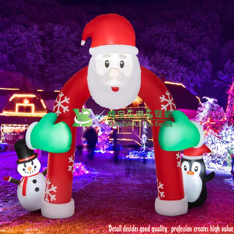 Decoración inflable del arco de Papá Noel de Navidad de 10 pies con luces LED de pingüino muñeco de nieve arco de Navidad inflable1 5