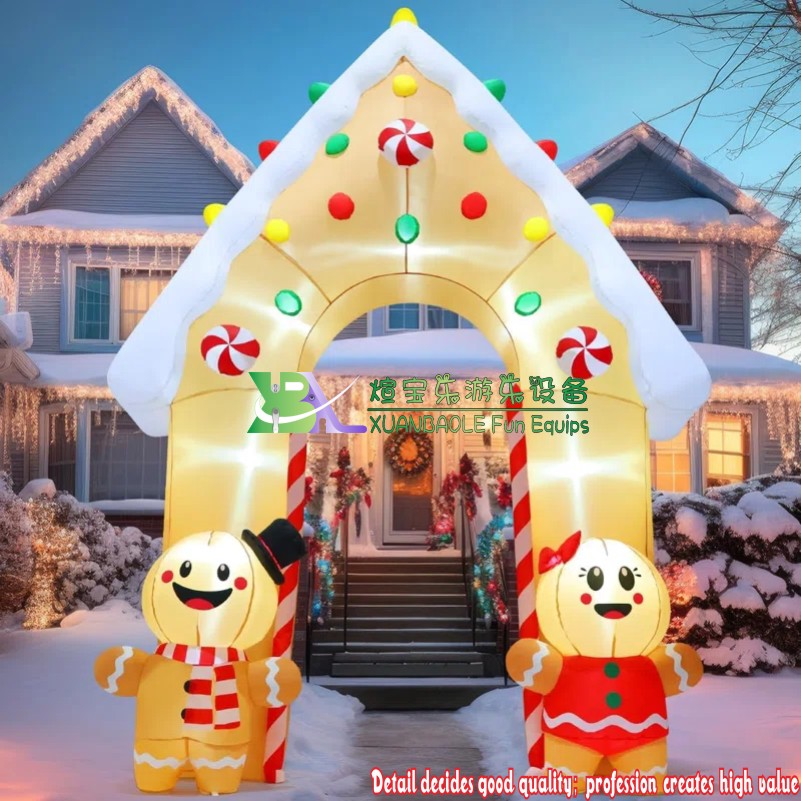 Arco inflable navideño de pan de jengibre inflable de 11,8 pies 7