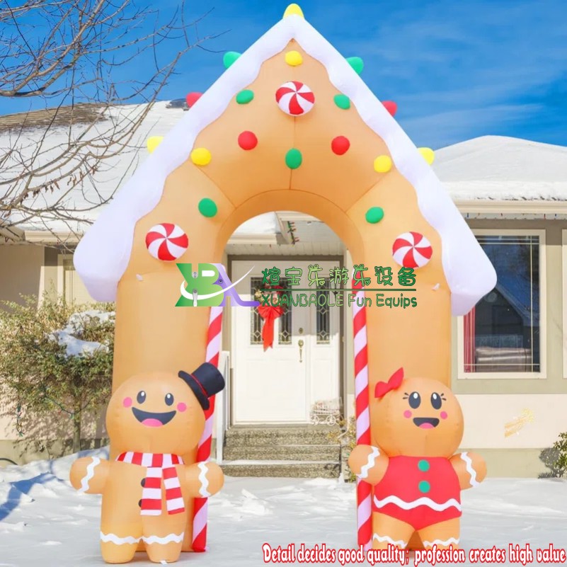 Arco inflable navideño de pan de jengibre inflable de 11,8 pies 4
