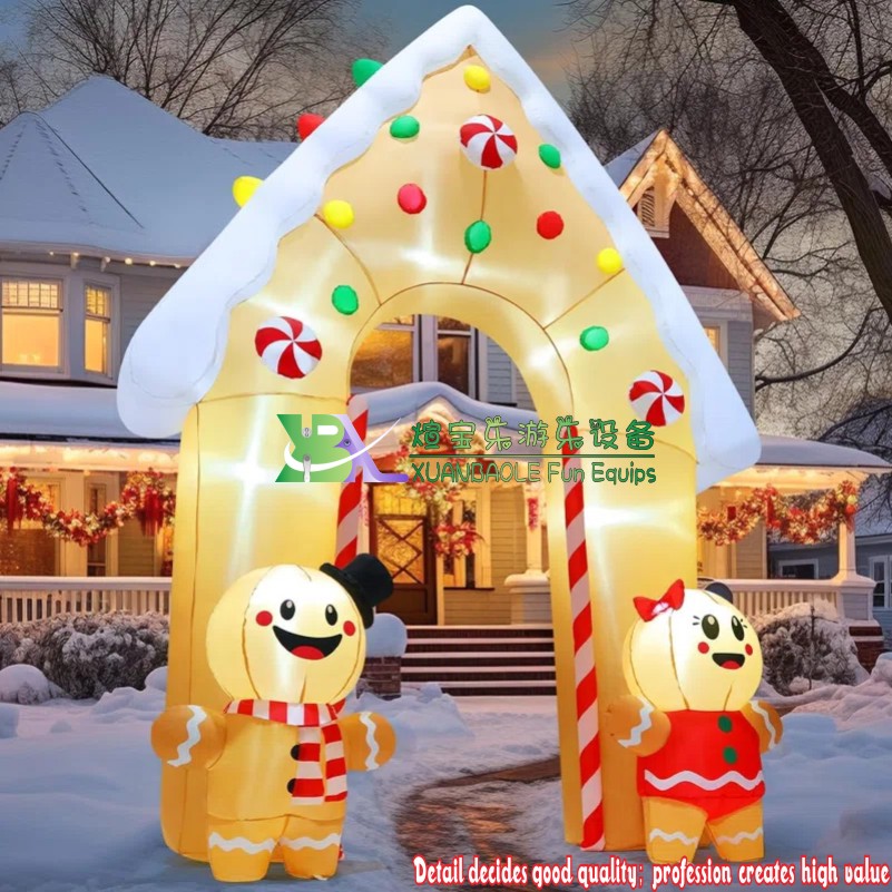 Arco inflable navideño de pan de jengibre inflable de 11,8 pies 3