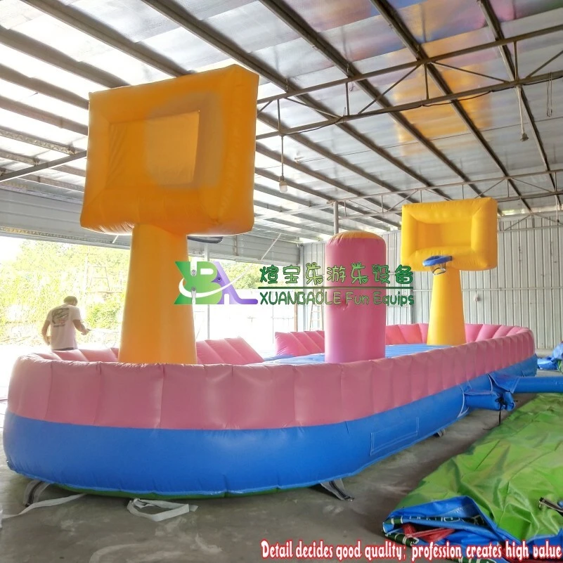 Interactive Inflatable Game Inflatable Bungee Run With Basketball Hoop For Children 1
