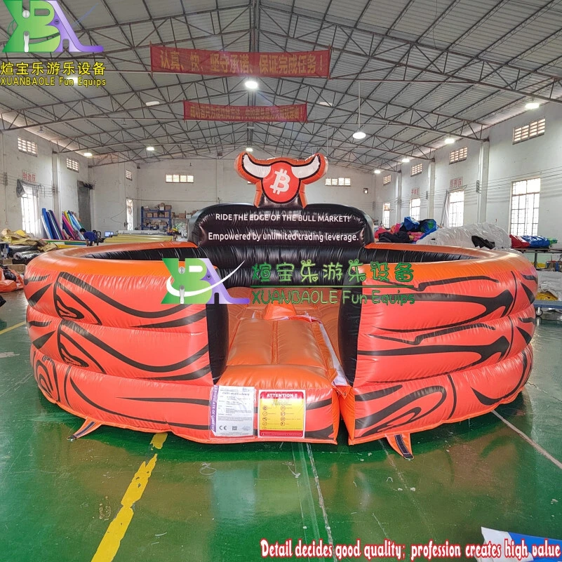 Rodeo inflable Bull Riding divertido juego deportivo mecánico con el bullpen inflable naranja 1