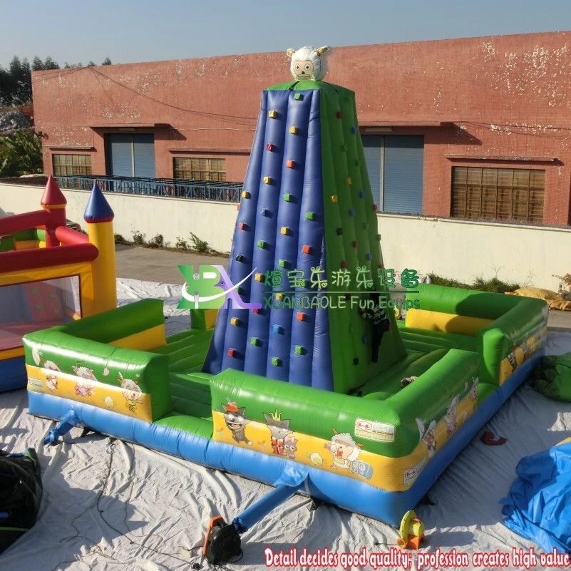 Factory produced outdoor kid park inflatable rock climbing wall 1