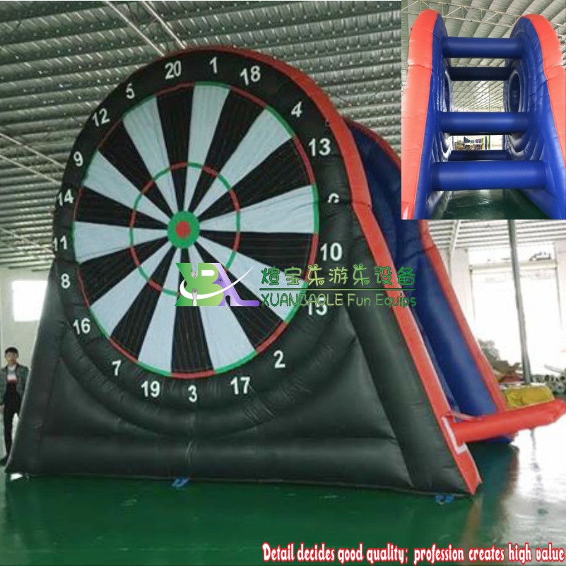 Tablero de dardos inflable de fútbol duradero y elegante de 4 metros, divertido juego de patadas con objetivo y pelota 7