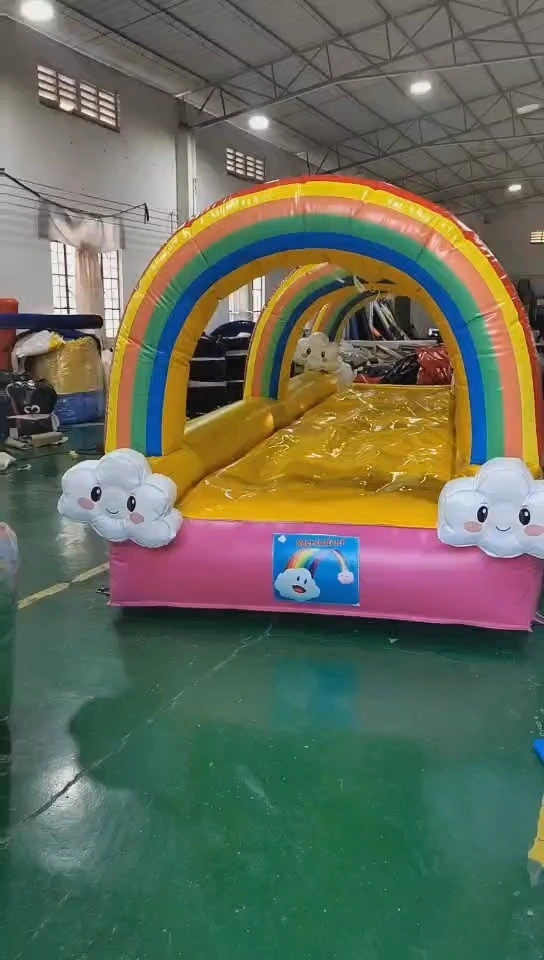 Clouds water slip n slide , Pink&Yellow Inflatable water slip slide for kids 1