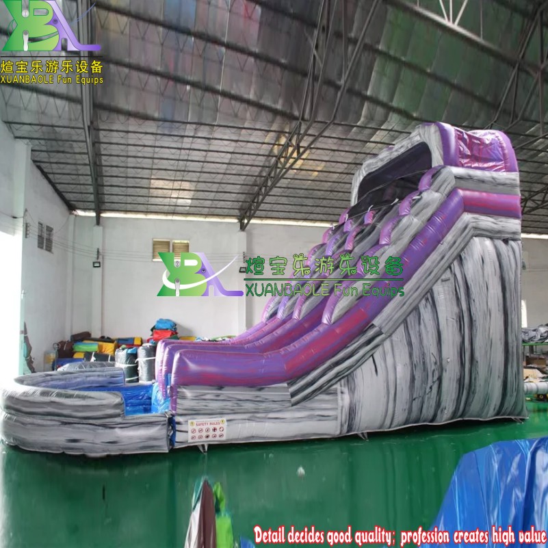 Toboggans aquatiques gonflables commerciaux à deux voies en PVC gris <000000> marbré violet - Parfait pour les jeux des enfants 12