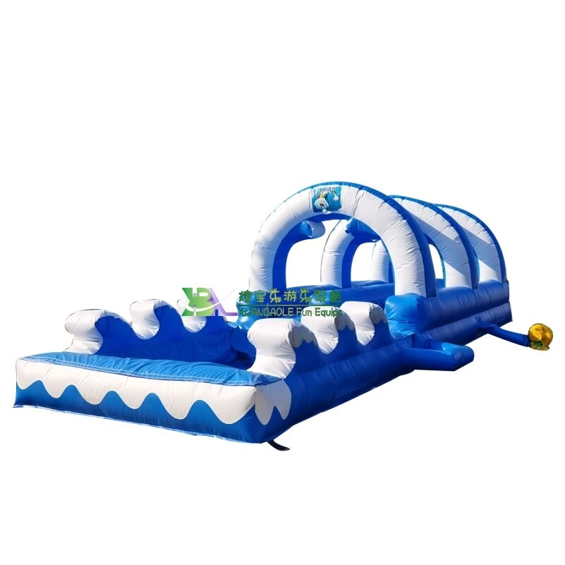 Double the Fun! New Blue Wave Dual - Lane Inflatable Slip Slide for Backyard Excitement 1
