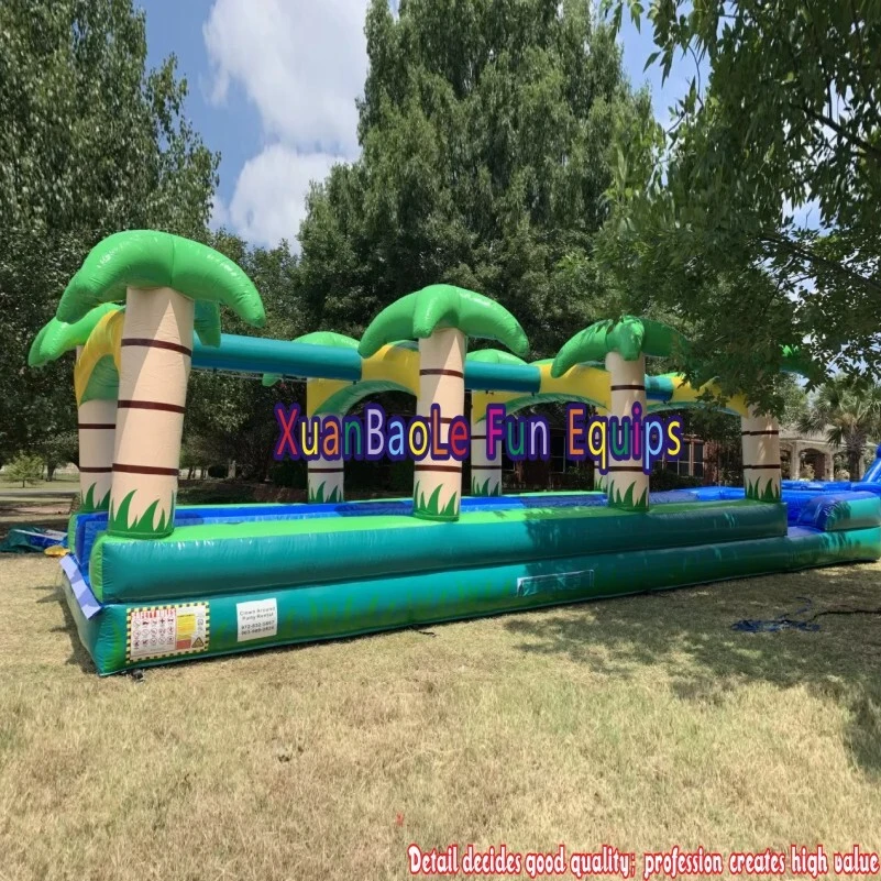 Des divertissements tropicaux vous attendent : Palm Paradise Dual-Level Slip &39;N Slide avec souffleur d&39;air 1