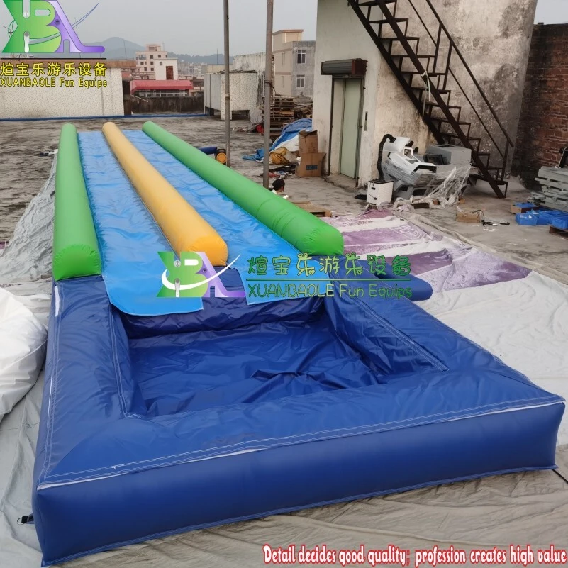 Commercial - Grade Inflatable Slip 'N Slide with Blower: Flat - Floor Bouncy Design with Attached Pool 1