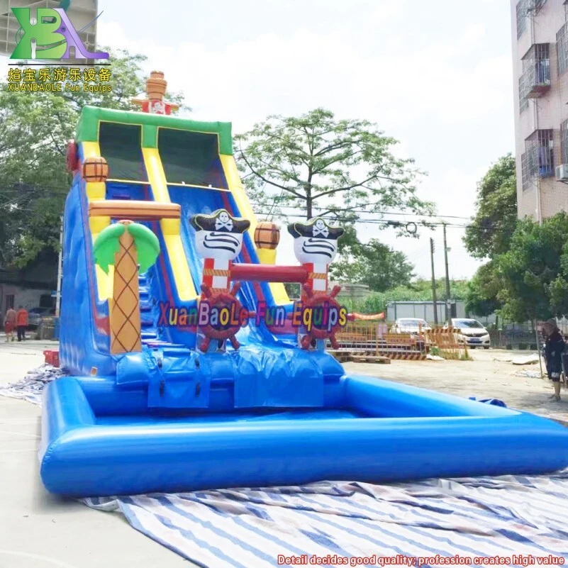Novel - Designed Commercial Inflatable Pirate Ship Water Slide with Pool 1