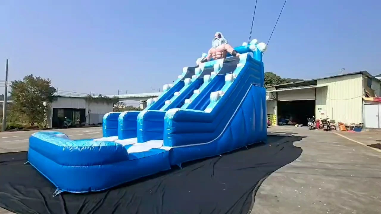 Toboggan aquatique gonflable géant, toboggan aquatique gonflable Zeus avec piscine 1