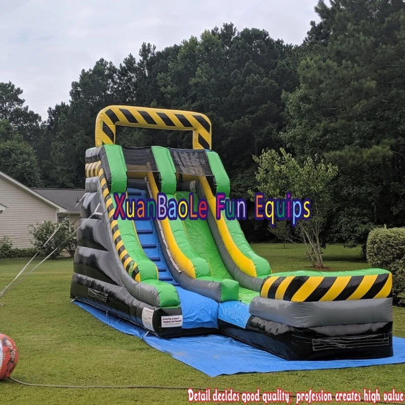 Toxci Caution inflatable passion water slide with pool, Inflatable Water Fun Slide 1