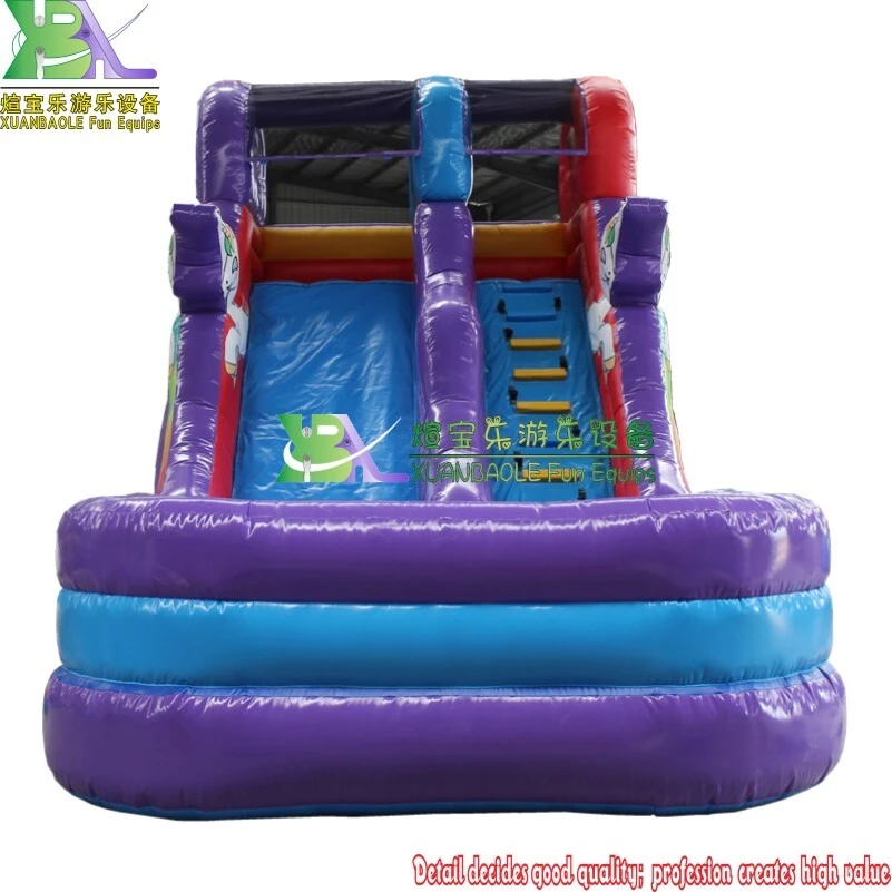 Backyard Kids Cartoon Wet Play Slide Inflatable Unicorn Water Slide With Pool 1