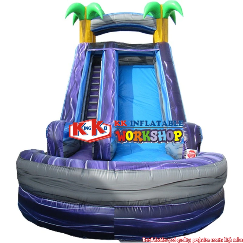 Family - Friendly 18 - ft High Marble Vinyl Inflatable Rainforest Water Slide with Pool for Backyard Use 1