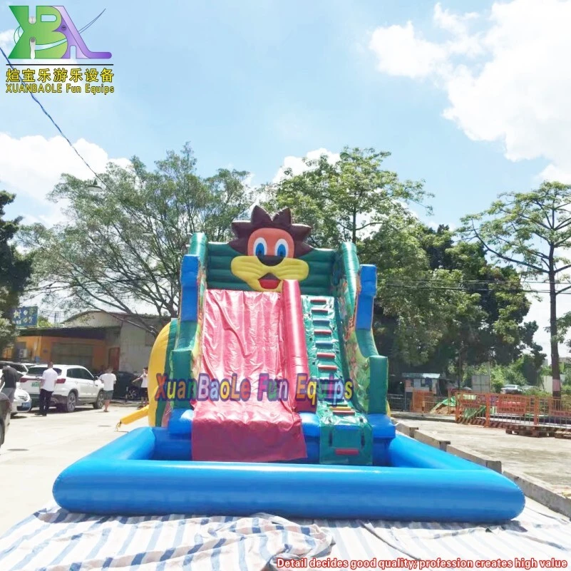 Safari - Themed Wide - Lane Inflatable Toboggan Water Slide with Detachable Pool 1