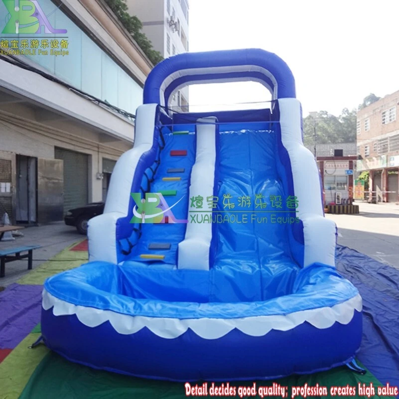 Kids' Favorite: 0.55mm Tarpaulin PVC Single - Lane Mini Water Slide in Blue & White Waves for Residential Backyards 1