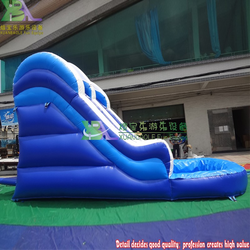 Kids' Favorite: 0.55mm Tarpaulin PVC Single - Lane Mini Water Slide in Blue <000000> White Waves for Residential Backyards 11