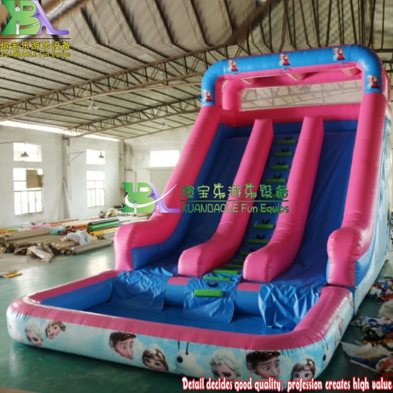 Commercial - Grade Snow Queen Frozen - Themed Inflatable Wet Slide with PVC Pool 1