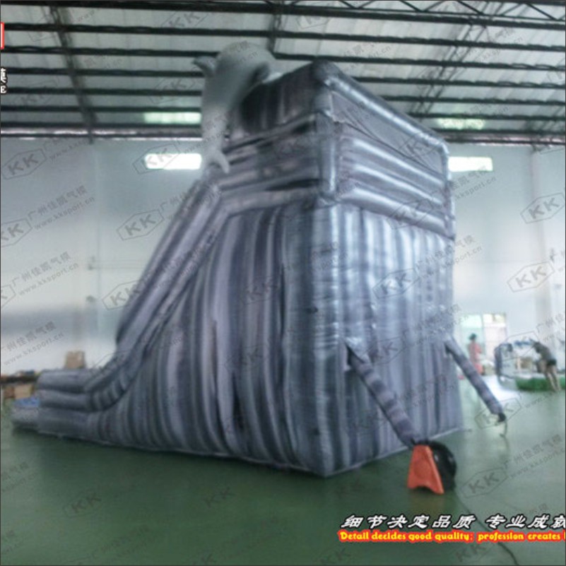 Marble Grey Dolphin - Themed Durable Inflatable Water Slide 4
