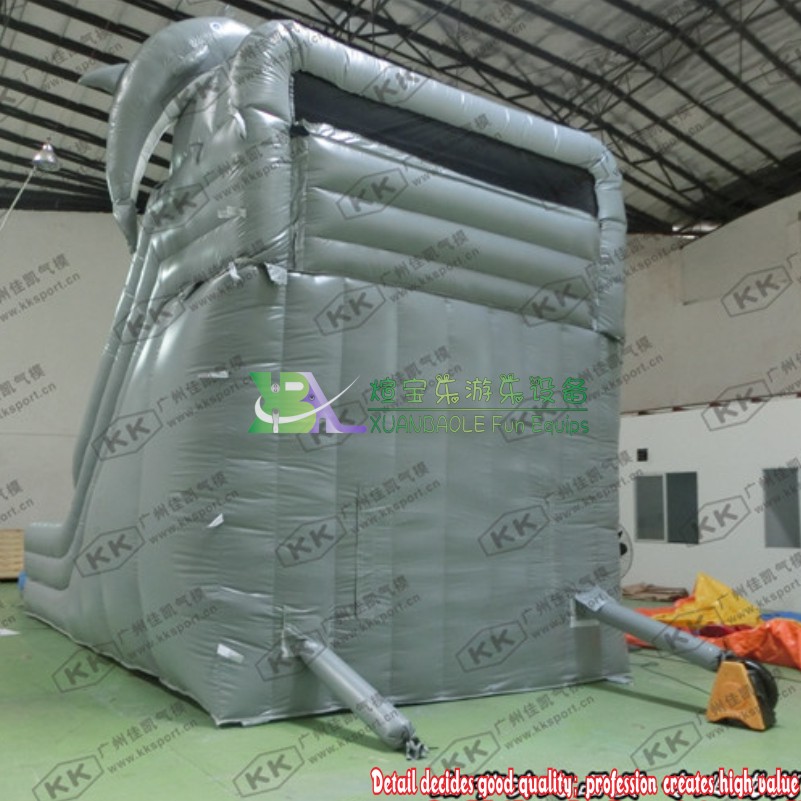 Marble Grey Dolphin - Themed Durable Inflatable Water Slide 9