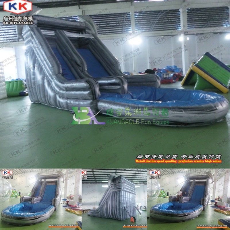 Marble Grey Dolphin - Themed Durable Inflatable Water Slide 7