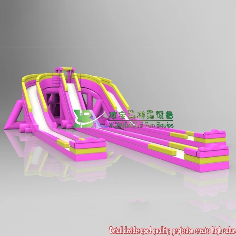Pink Inflatable super slide, land water amusement park hippo water slide, huge inflatable water slide 1