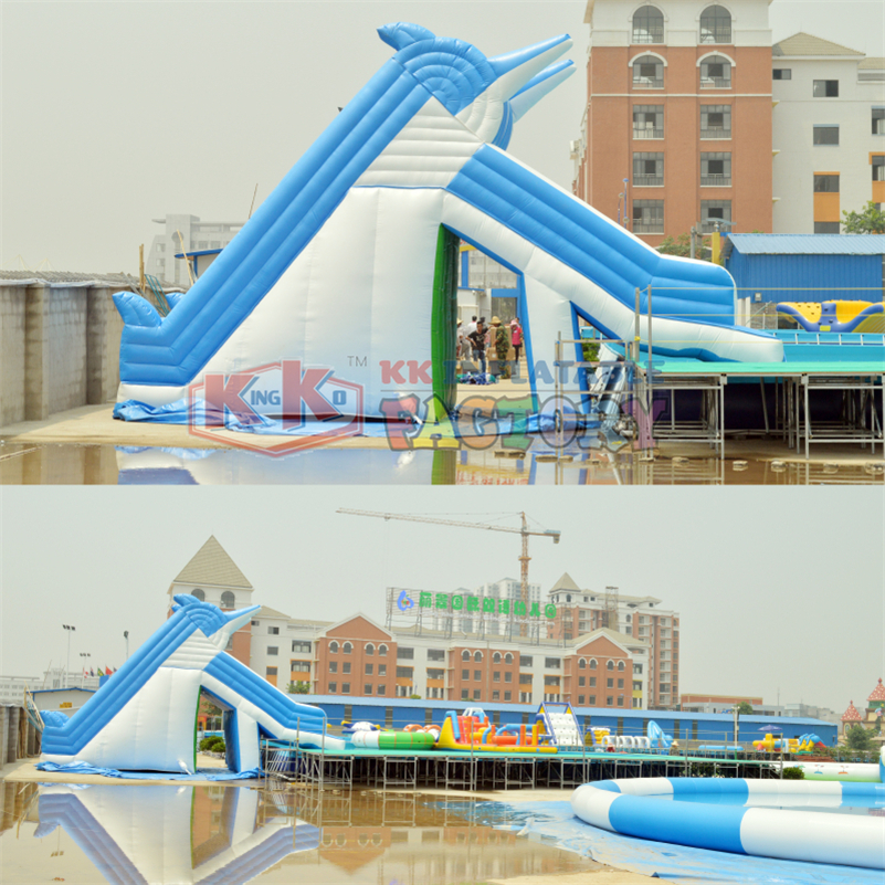 Factory custom Giant Island Inflatable Water park Combo inflatable Floating Water Slides 6