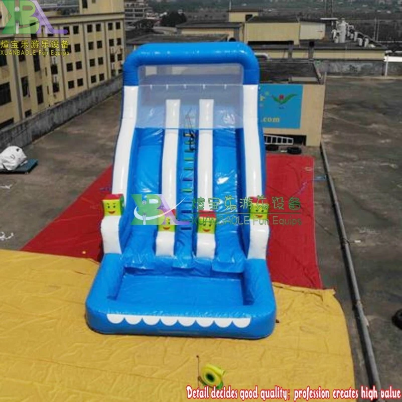 Factory Manufacturer Double slide Blue White Inflatable Water Slide with Pool 1