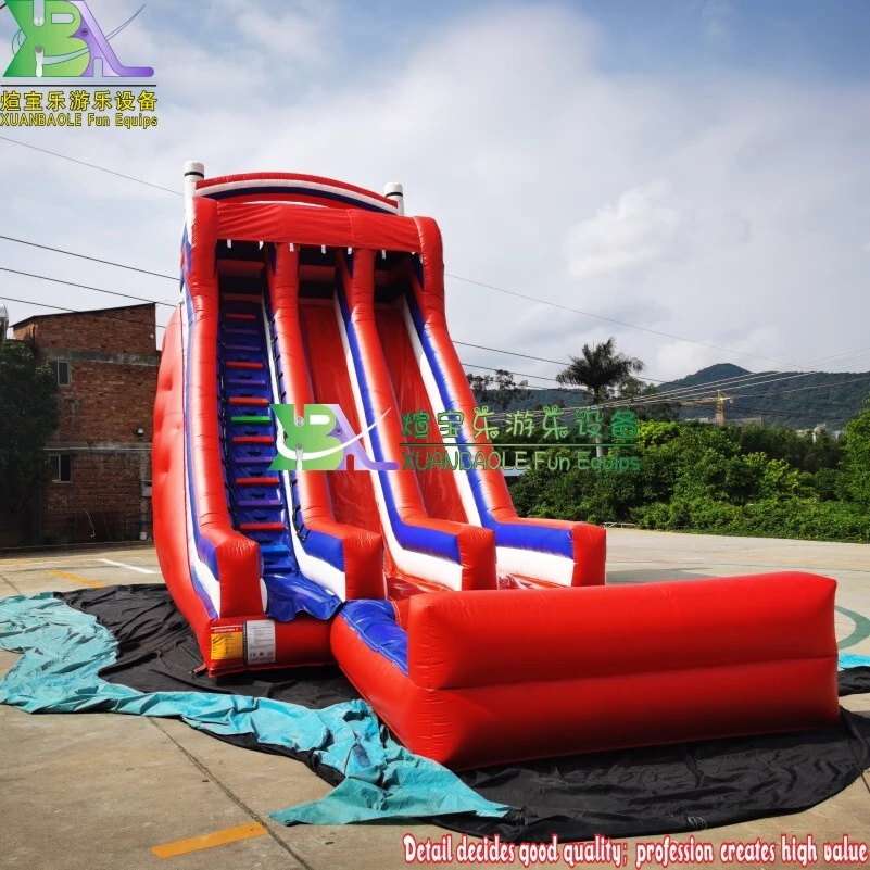Experience Thrills: Red & Blue Crush Dual - Lane Inflatable Waterfall Slide with Bouncy Feature and Pool 1