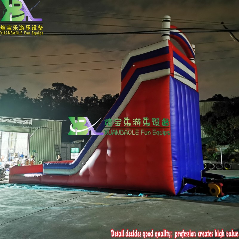 Experience Thrills: Red <000000> Blue Crush Dual - Lane Inflatable Waterfall Slide with Bouncy Feature and Pool 14