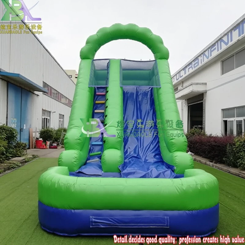 Backyard Mini Green & Blue Inflatable Water Slide with Pool 1