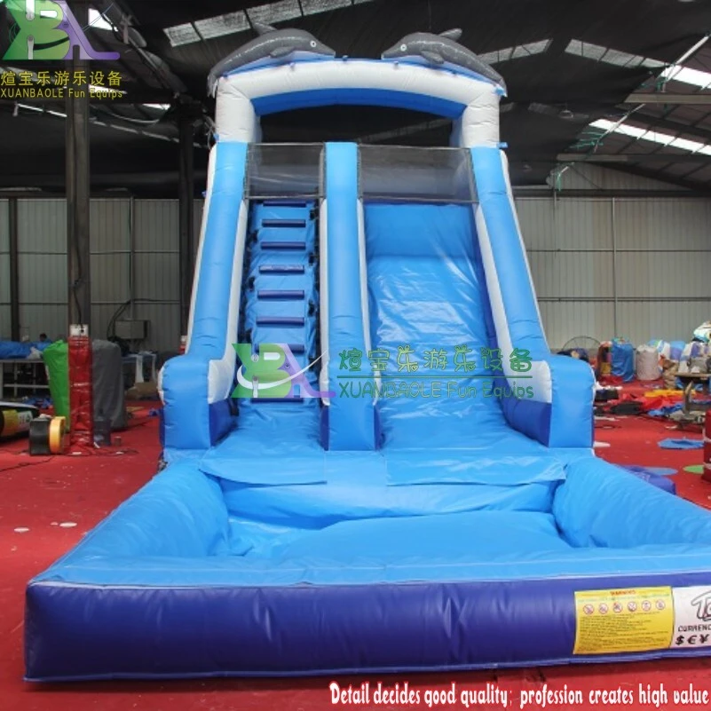 Garden Supplier Customized Dolphin Inflatable Water slide with Pool 1