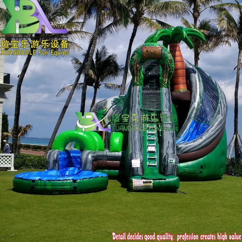 Commercial Inflatable Jungle Curved Water Slide Wet Coconut Falls Water Slide 1