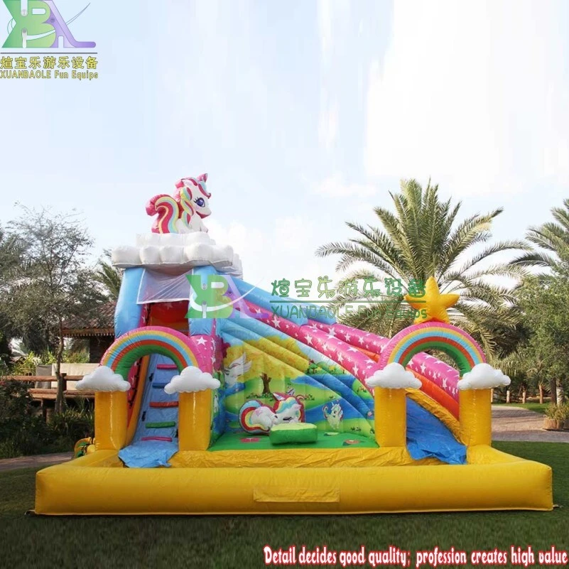 Fairy - Tale World Unicorn & Rainbow splash Inflatable water park with Small water slide and pool 1