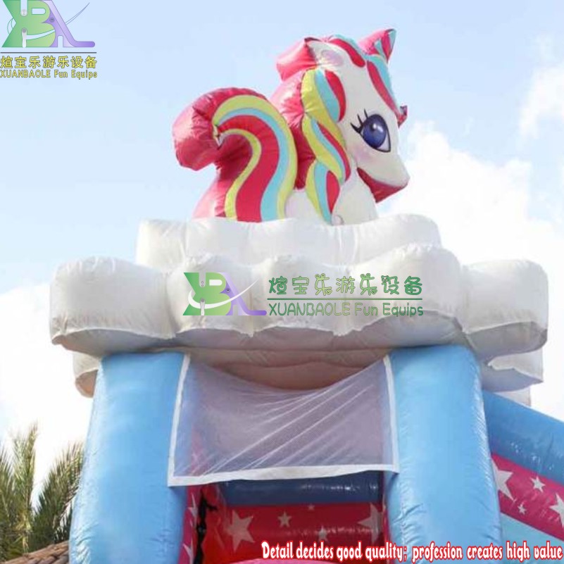 Fairy - Tale World Unicorn <000000> Rainbow splash Inflatable water park with Small water slide and pool 10