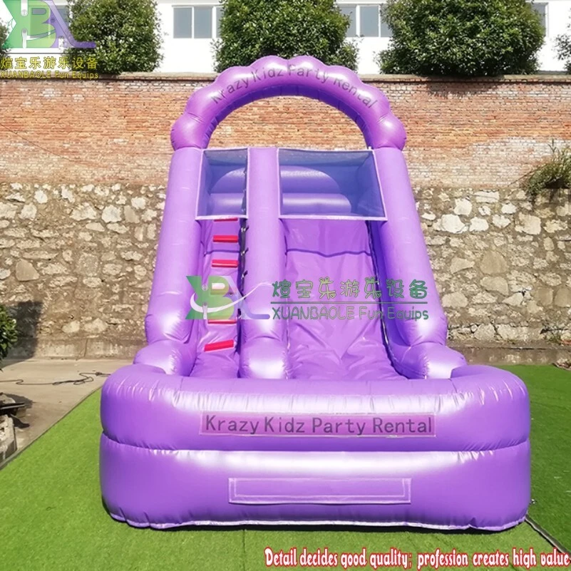 15' Commercial Inflatable Water Slide, Ourdoor Party Purple Inflatables Water Slide With pool 1